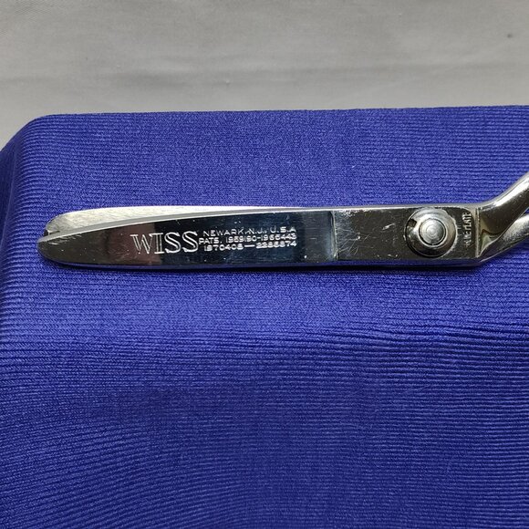 WISS Pinking Shears Chrome-Plated Sewing Scissors Newark NJ Stamp 9" Length VTG - Picture 2 of 6